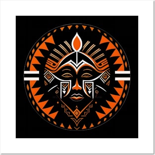 Mystic Fusion: Woman's Face in Orange and Black Circle Posters and Art